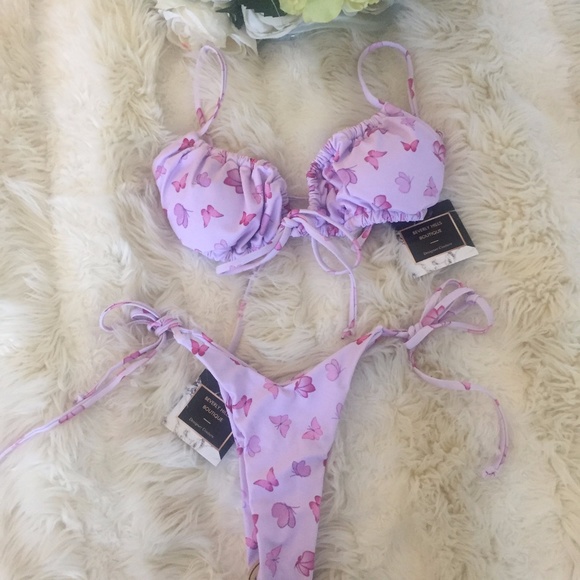 NEW! Purple Lilac Butterfly Bikini Swimsuit Set - Picture 11 of 17